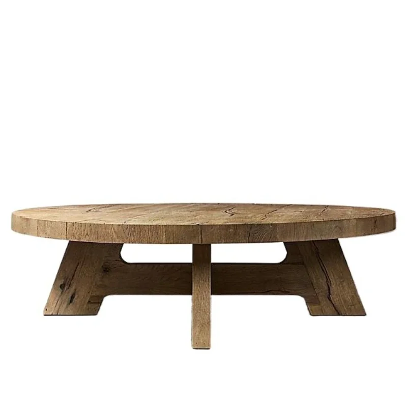 

American rural retro old all solid wood living room home coffee table French modern