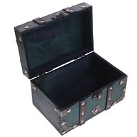 Retro Storage Small Jewelry Buckle Green Compact Organizer Home Travel Photo Prop Wooden Treasure Chest 6266B-01GK02 Small