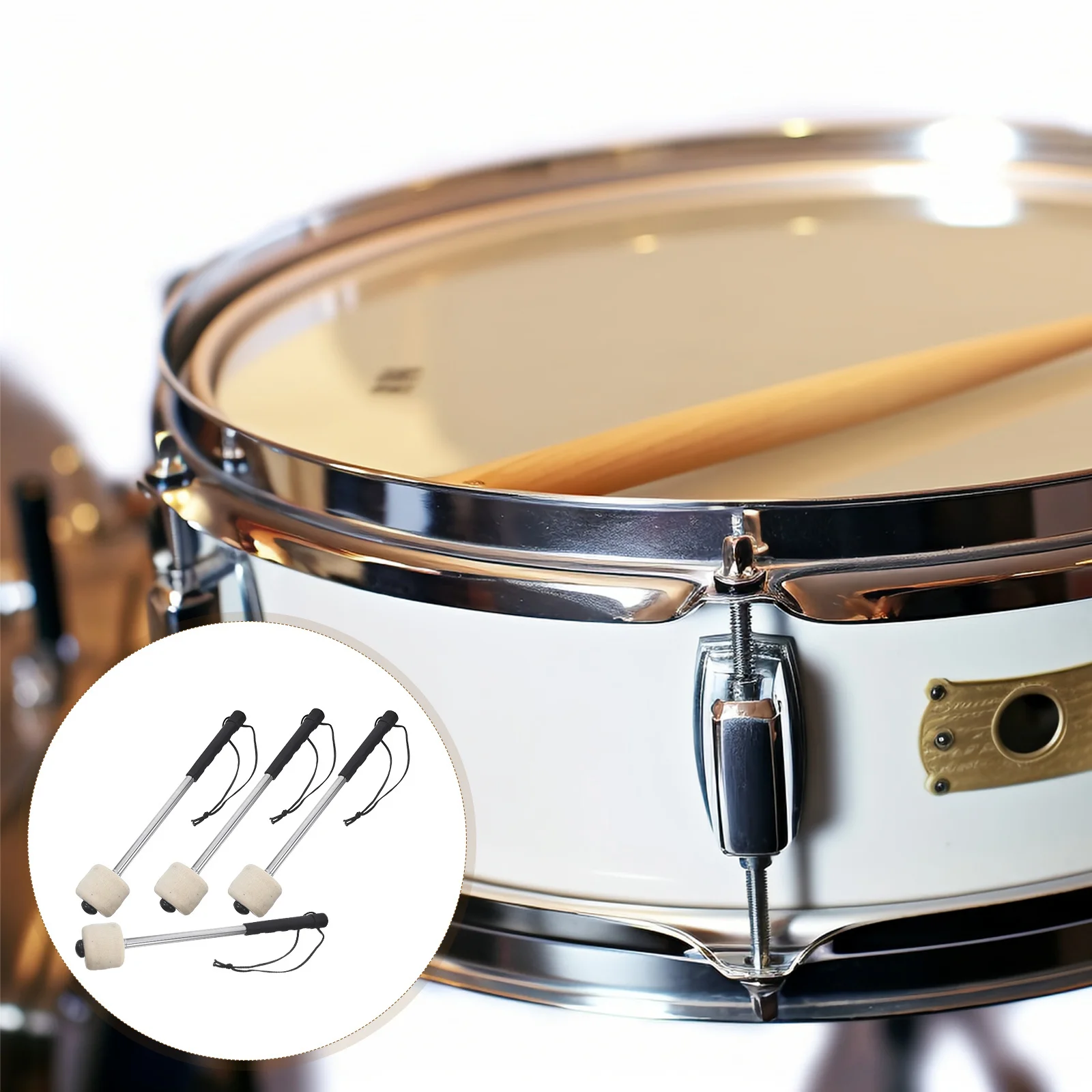 

4Pcs Great Stainless Steel Marching Drum Mallets Precise Sound Control Comfortable Grip Versatile Application Mallets Percussion