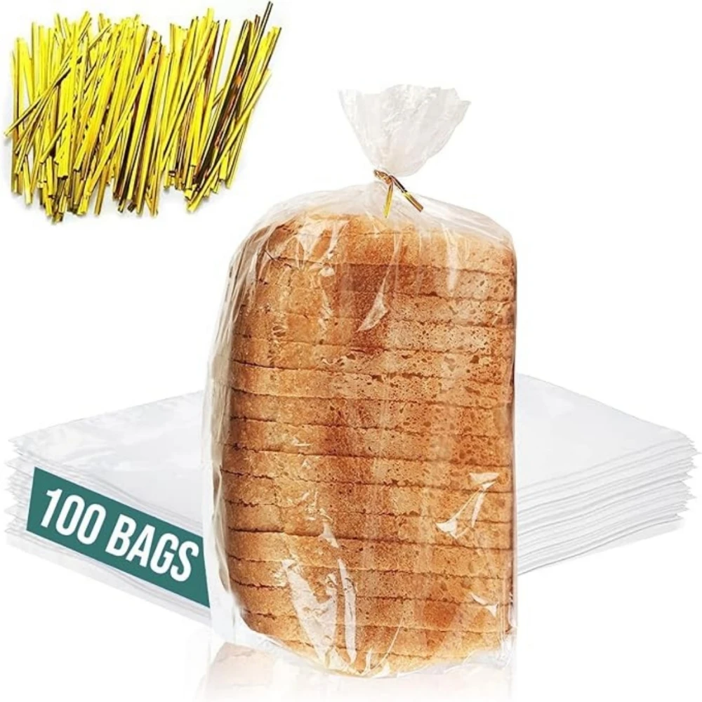 

Big sie10”*14“Reusable Plastic Bread Bags for Homemade-100 Pack Clear Bag For An Airtight Moisture-free Preservation and Storage