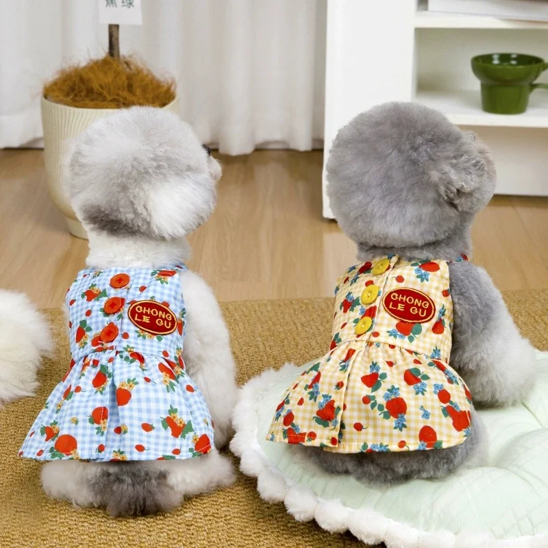 Ropa de verano para perros caniches y gatos – Estilo princesa, cuadros