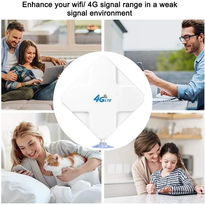 High Gain 18dBi  4G LTE Antenna In/Outdoor 698-2700MHz Panel Antenna SMA Male TS9 CRS9 2M Cables RG174 Cell Phone Signal Booster