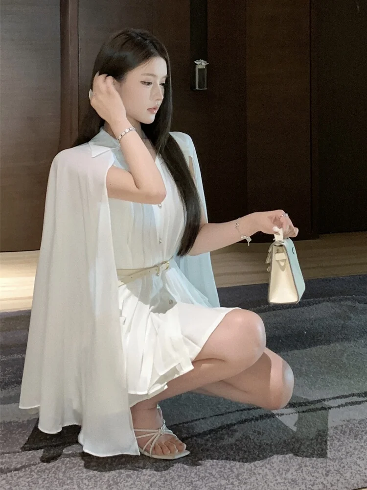 

Лето 2023, новый белый солнцезащитный плащ, подушечки из шифона, маленький набор Fraance Sle Faion для женщин