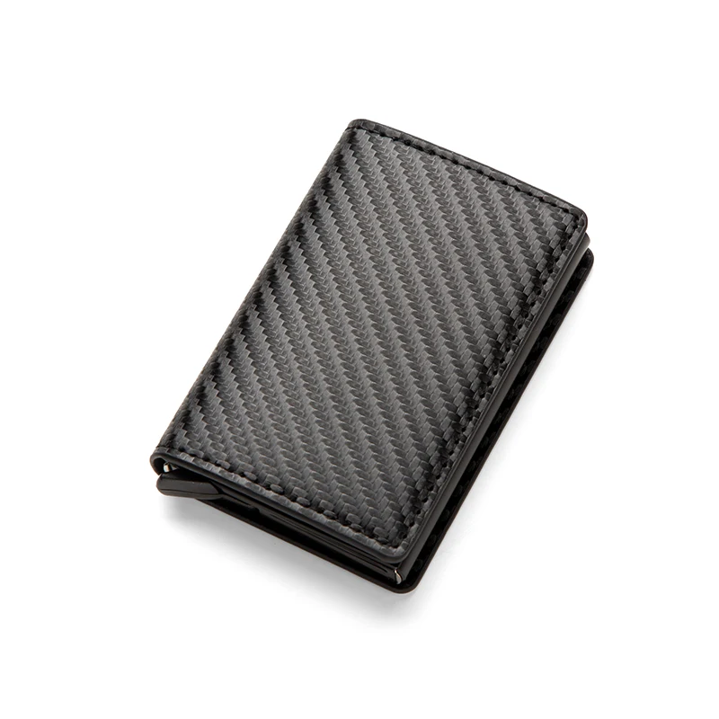 Men Carbon Fiber Short Wallet Multi-functional Money Clip Pu Material Anti-theft Slim Money Holder Daily Use