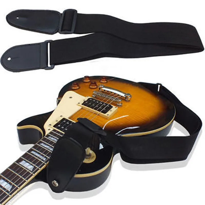 Adjustable 75-120cm Electric Acoustic Bass Guitar Strap PU Leather + Nylon Multifunction Black Useful Folk Guitar Straps