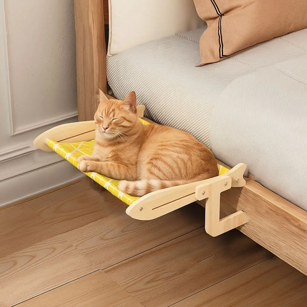 

Side Mounted Breathable Cat Window Hammock Adjustable Space-Saving Window Cat Seat Sturdy Detachable Cat Window Seat Bedside