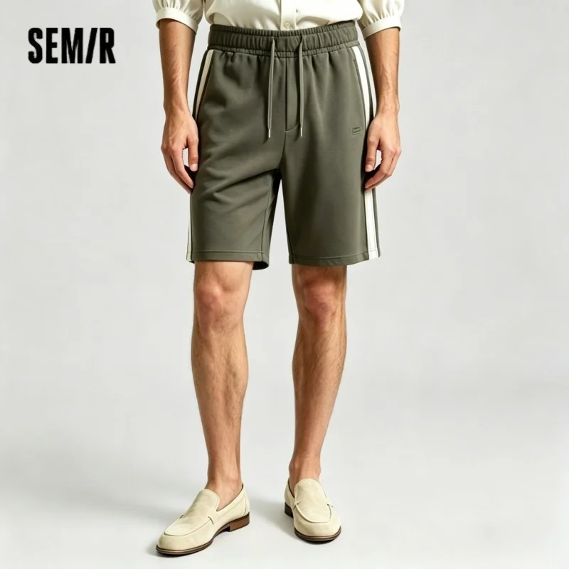 Semir Men Pants Home Wear Vintage Sporty Knit Color Block Webbing Drawstring Elastic Top 2026 Summer Wear