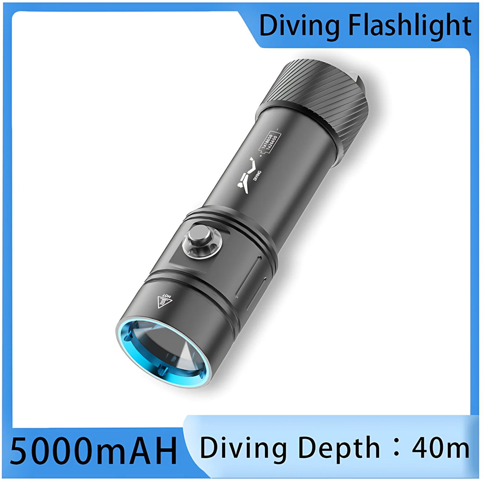 

Professional 1600LM Scuba Dive Flashlight IPX8 Waterproof 40m Depth,26650 5000mAh Rechargeable,Dive Light with 4 Modes for Dive Light with 4 Modes