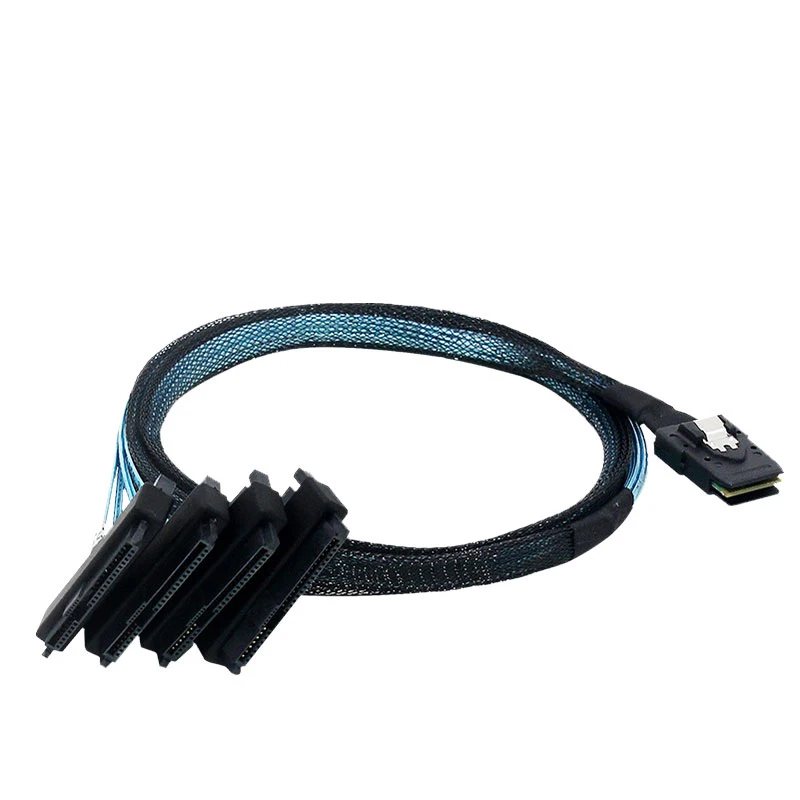 YXY SAS Cable Internal 36Pin Mini SAS SFF-8087 Host to 4 SFF-8482 Target SAS Hard Disk and SATA Power Cable 50cm 100cm