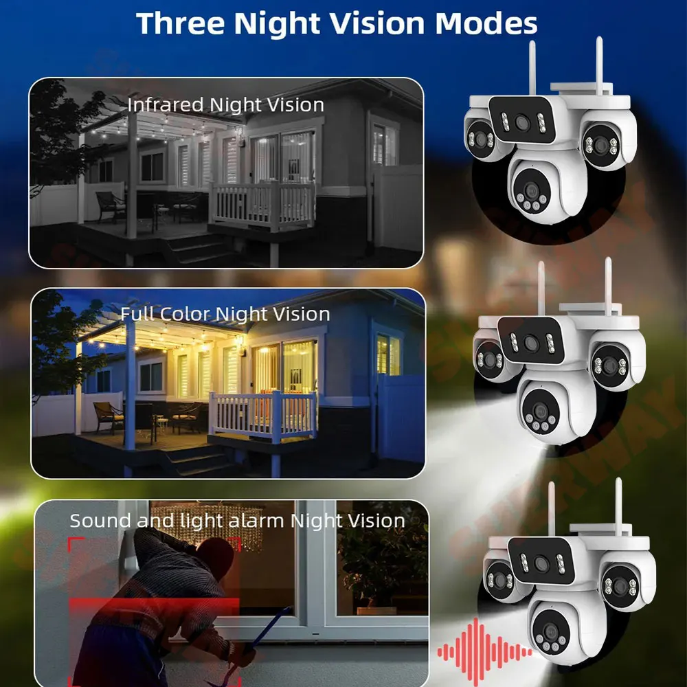 

20MP 10K Wireless IP Camera Outdoor Four Lens 360° PTZ 16X Zoom Auto Tracking CCTV Wireless Surveillance IP Cam