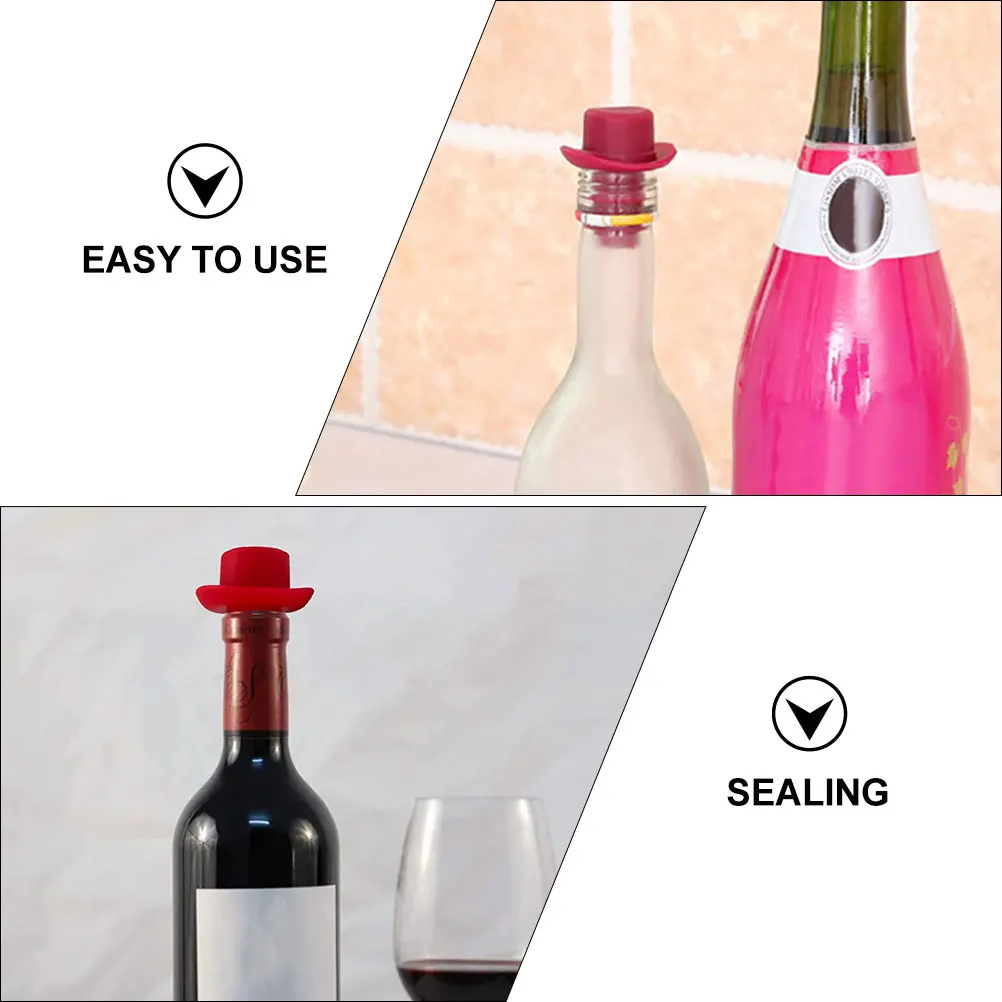 

6pcs Wine Bottle Stopper Reusable Silicone Corks Red Black Decorative Sealer Fits Most Bottles Wine Soda Oil Beer