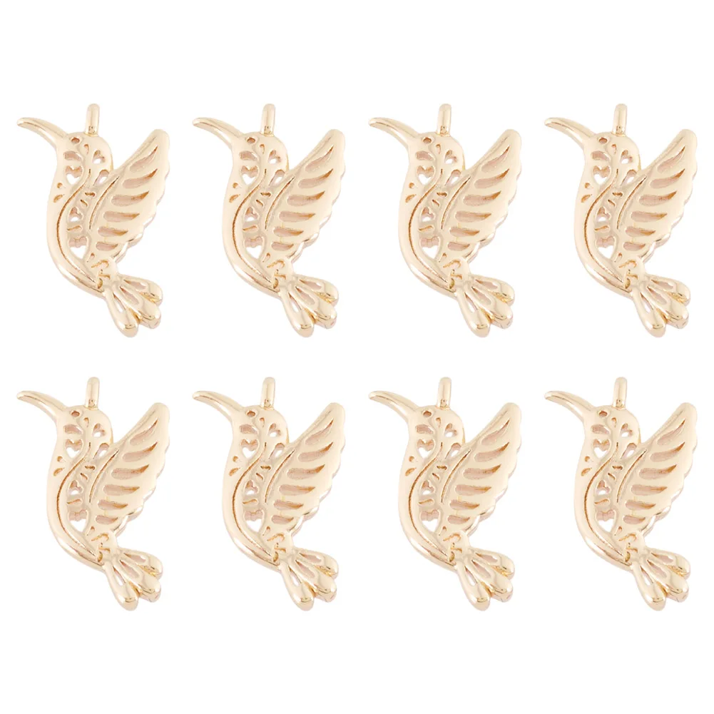 

PandaHall 8Pcs18K Gold Color Brass Pendants Bird Necklaces Pendants Charms Diy Jewelry Making Supplies Accessories