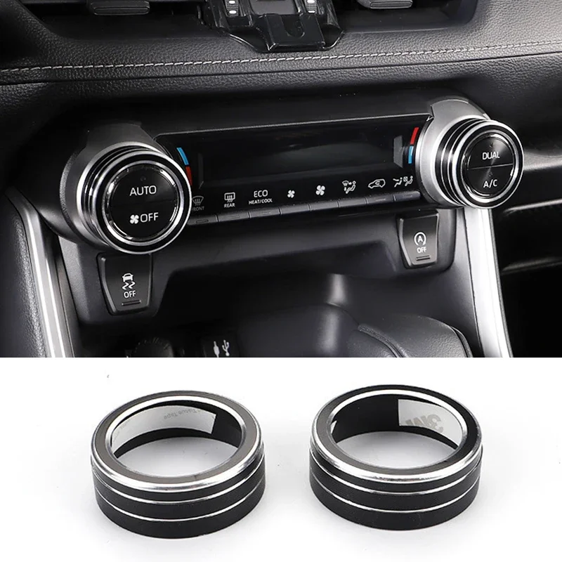 Car Air Condition Switch Knob Ring Cover Decoration For Toyota RAV4 XA50 2019 2020 2021 2022 2023 2024 RAV 4 Hybrid Accessories