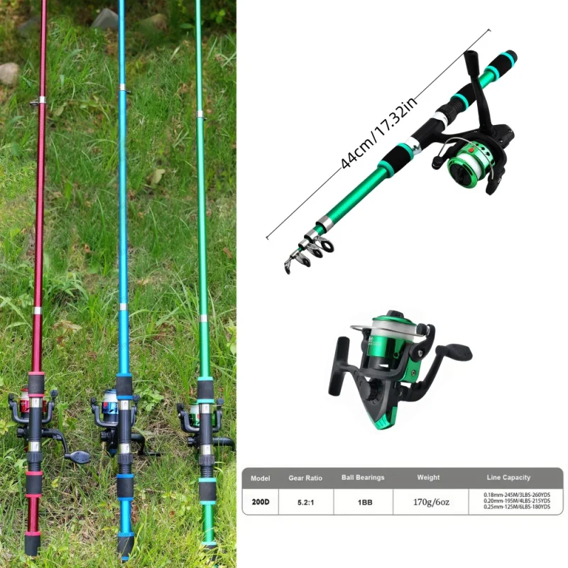 1.8 m 5.9 ft telescopic fishing rod spinning fishing pole 1.8M 5.9Ft reefs and rocks on trips and vacations Portable Spinning Fishing Rod and