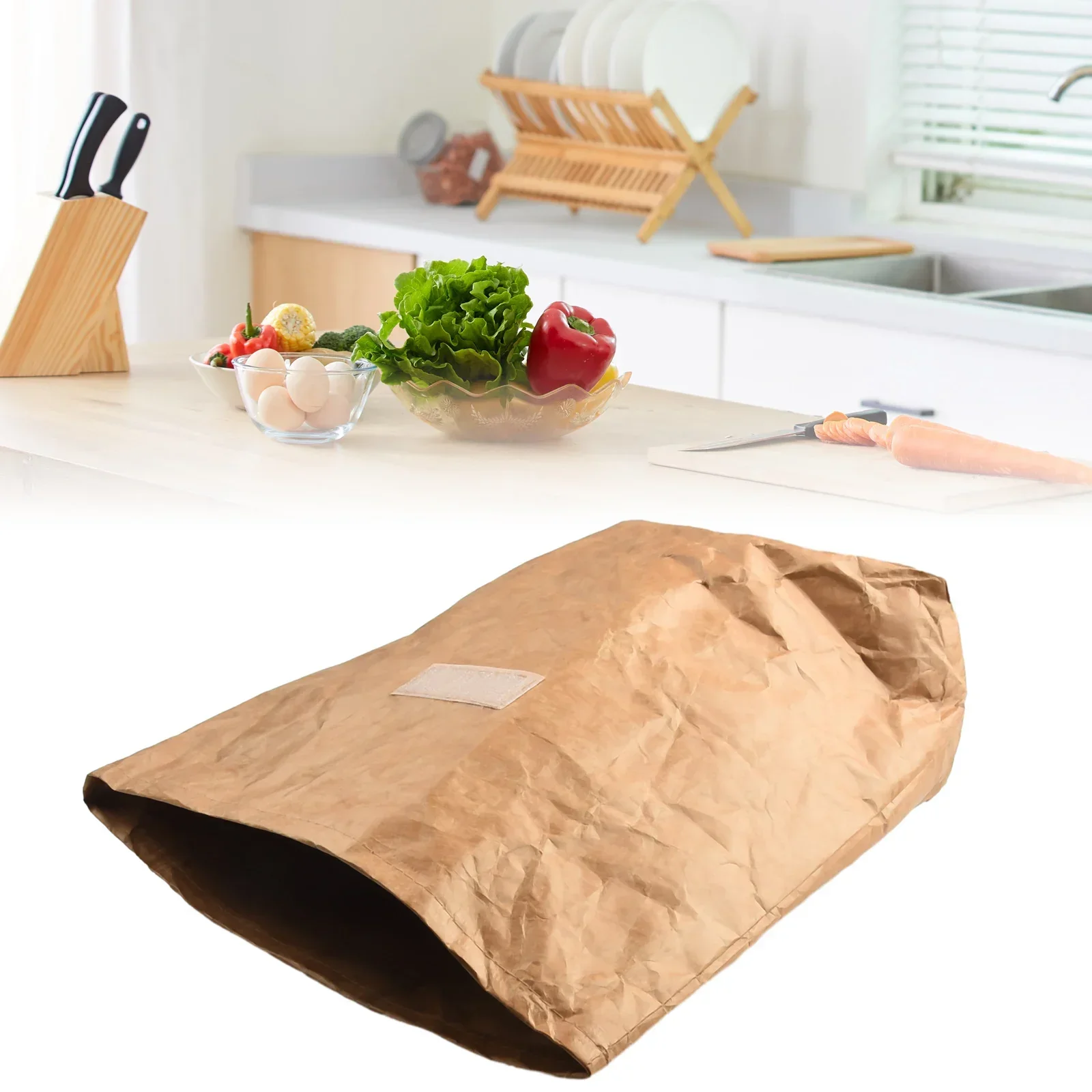 Waterproof Tightly Food Bag Picnic Thermal Insulation Kraft Paper Lunch Bag Foldable Reusable Leakproof Food Container Lunch Bag