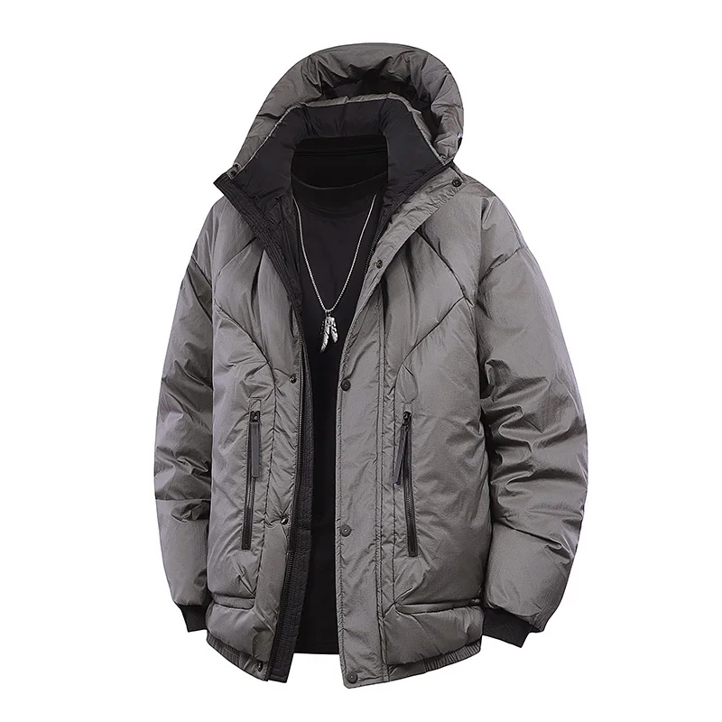 

Jackets Men's Loose Thickened Hooded Down Fill Breathable Windproof Warm Stylish Streetwear Casual Minimalist Winter Down Coats