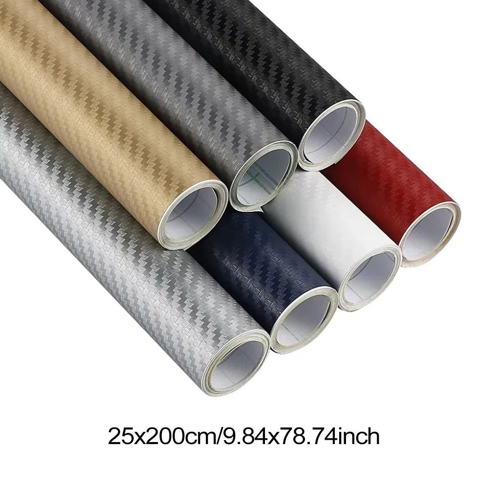 25cmx200cm 3D Carbon Fiber Vinyl Film Car Motorcycle Sticker Waterproof Decorative Adhesive Protector Film Car Accessories