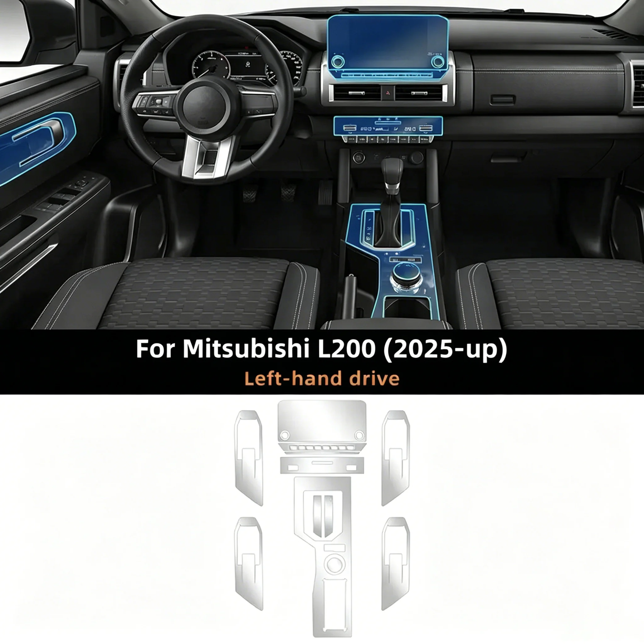 Película Protectora de TPU para el Interior del Mitsubishi L200 2025-UP, Anti-Rayones, para la Pantalla de Navegación y el Panel de Cambios