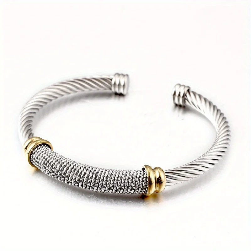 

Open Bracelet Stainless Steel Cord C-adjustable Unisex Bracelet