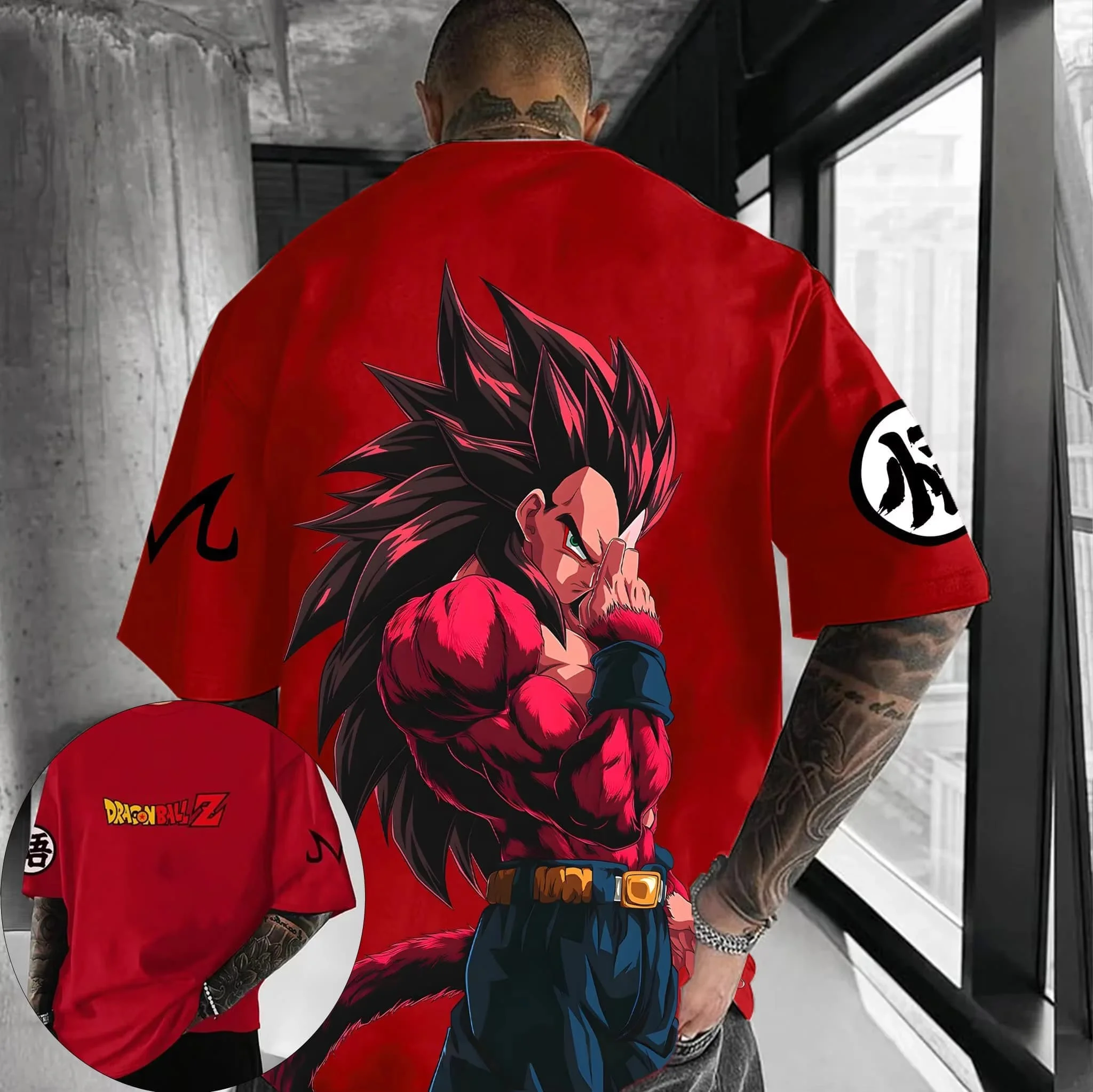 Summer Y2k Clothes Dragon Ball Goku Saiyan Men's Oversized T-shirt Anime Print Cotton Short Sleeve Tee Daily Loose Casual Tops