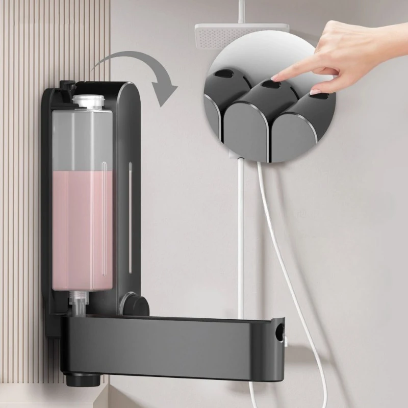 1pcs Wall Mounted Soap Dispenser for Hotel Commercial Bathroom Shampoo Shower Gel Bottle with Phone Holder Soap Container