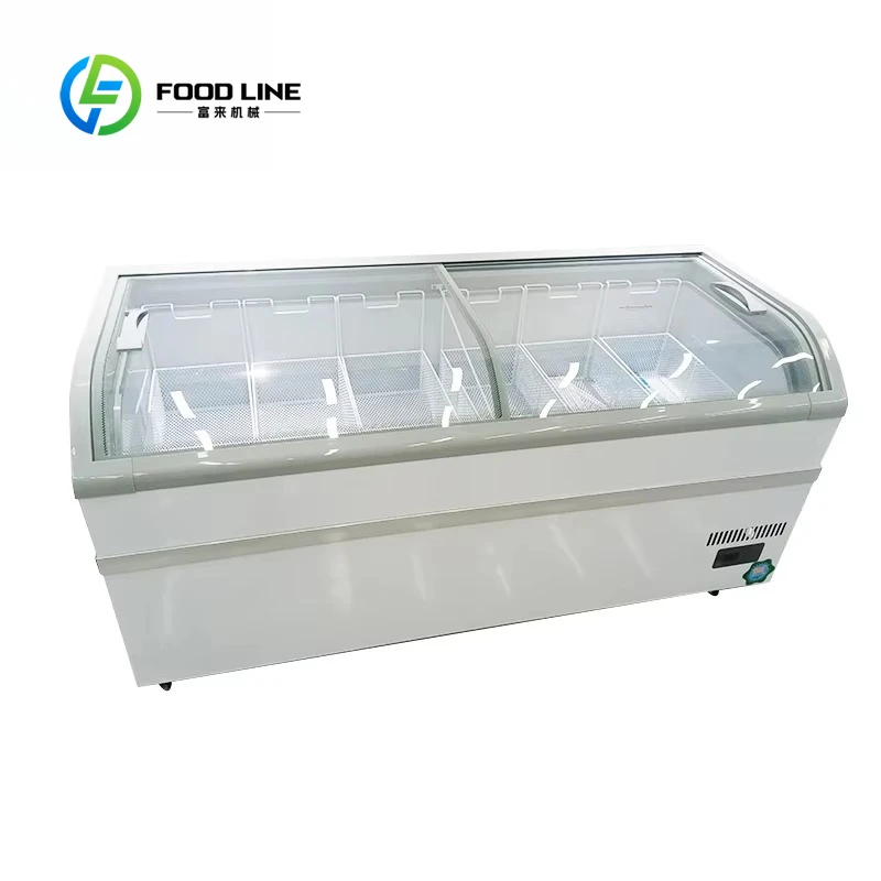 Customized size Supermarket large capacity horizontal freezer seafood freezer convenience store display case