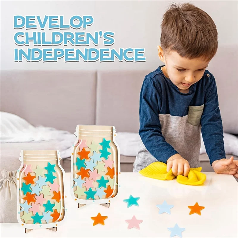 AF91-Stars Reward Jar For Toddlers, Star Jar Reward System, Kids Reward Board, Classroom Management Tools