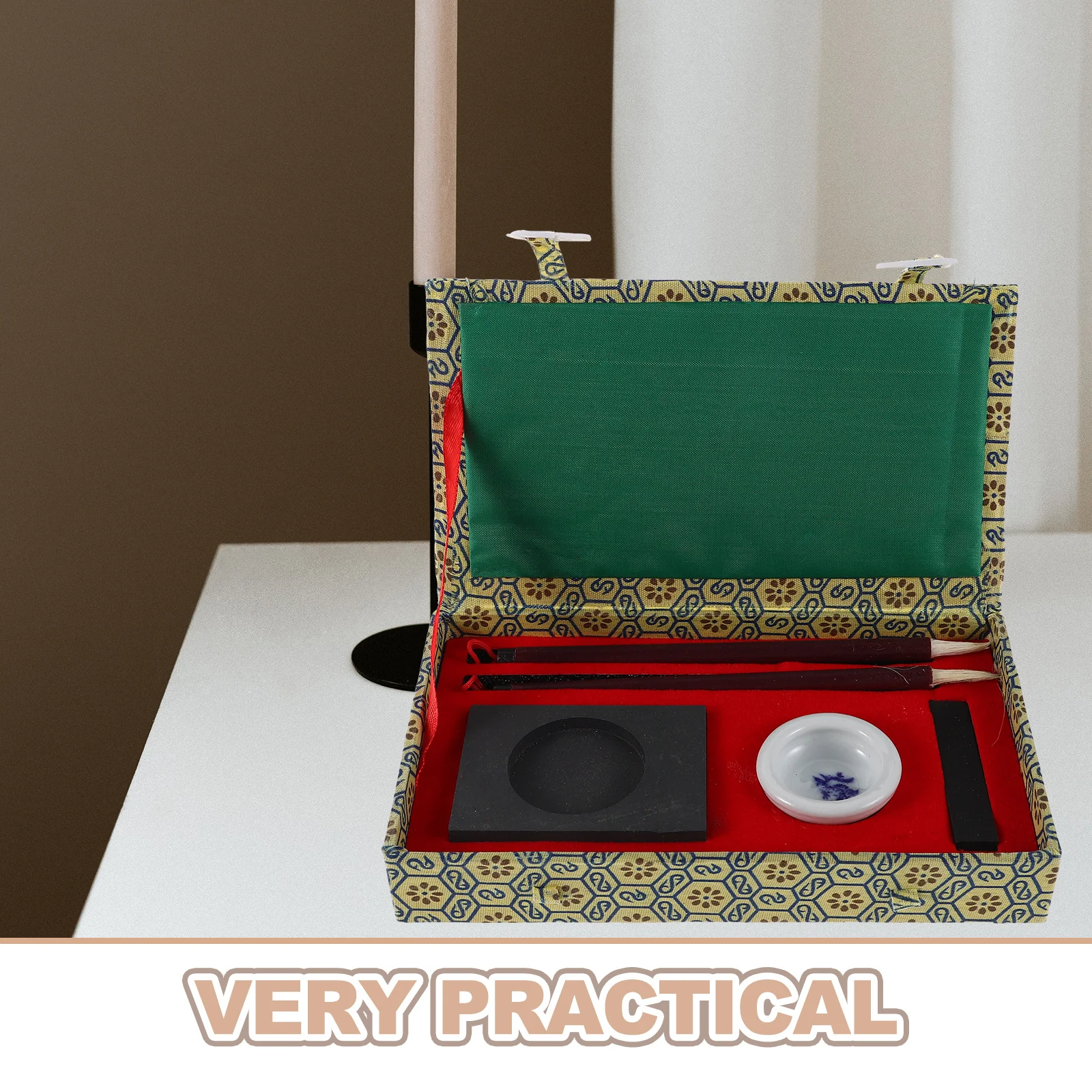 1 Juego de caligrafía china para principiantes con pincel, tinta, piedra de papel, Kit de práctica de escritura para estudiantes, suministro de arte tradicional