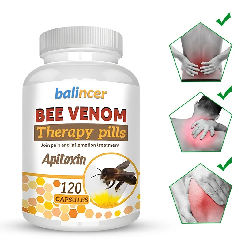 Capsules d'extrait de venin d'abeille de qualité supérieure, stimulation immunitaire, antioxydant, supplément pour articulations et os, non OGM, 120 capsules