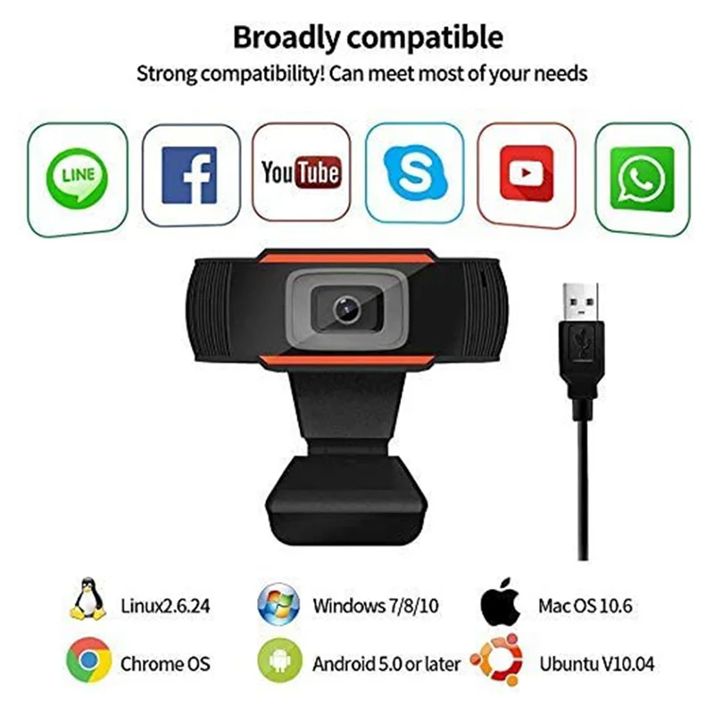 كاميرا ويب Xiaomi HD للكمبيوتر مع ميكروفون تركيز تلقائي للبث المباشر لعقد مؤتمرات الفيديو USB كاميرا ويب بدون سائق