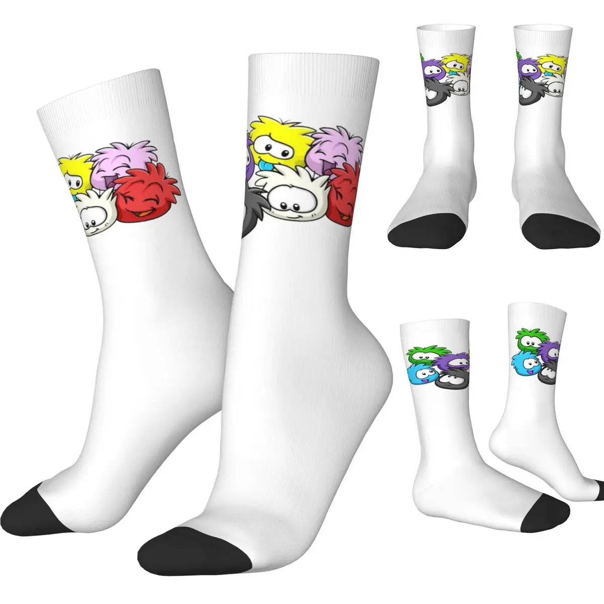 Puffle Club Penguin Stockings Adults Men Socks Soft Breathable Modern Socks Spring Running Non Skid Pattern Socks Birthday Gift