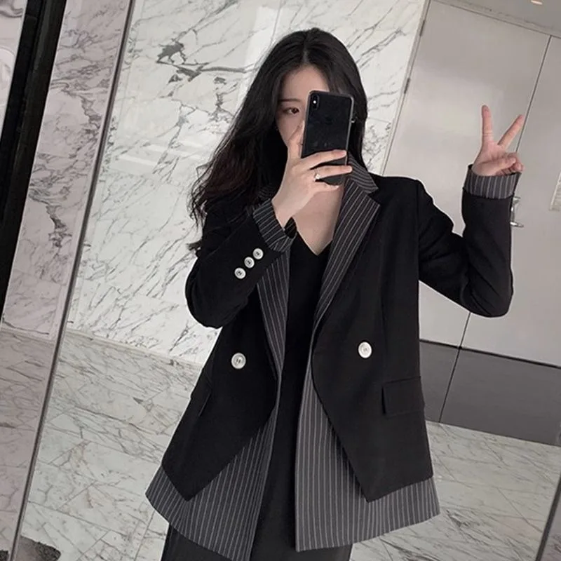 

Large Size Small Suit Jacket for Women's Autumn Spring New Loose Casual Blazers Minimalist Commuting Top Tailored Collar Coat