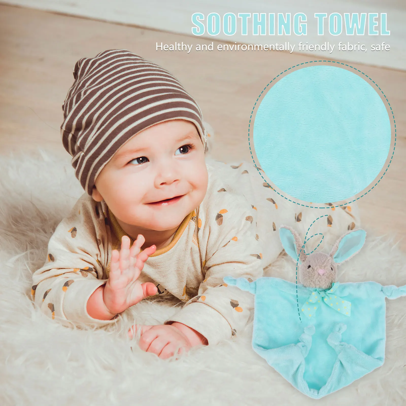 1pc Crystal Velvet Soothing for Baby Rabbit Lovey Durable Newborn Toy Blanket Kid Appease Towel