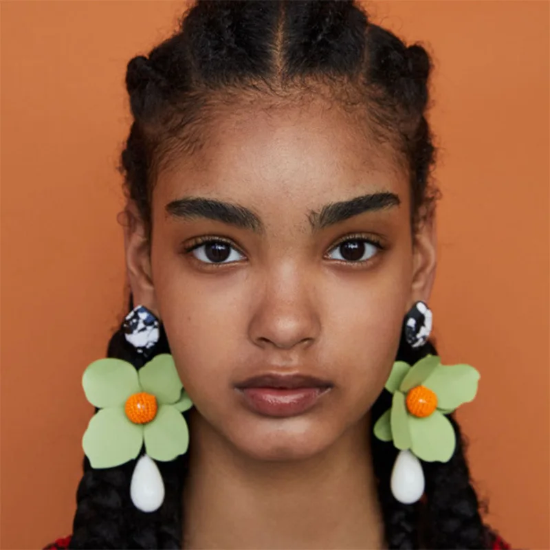 Foreign trade hot-selling new earrings, fashionable big-name alloy petal earrings 6 colors, cross-border accessories manufacture