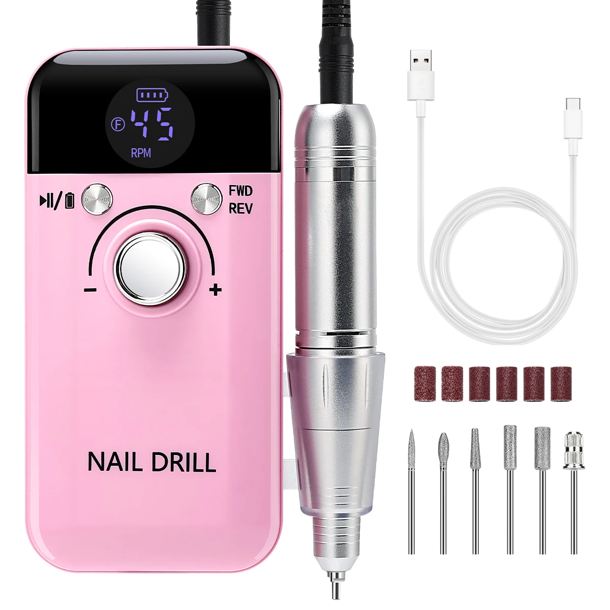 45000 RPM nagelboormachine met geluidsarme draagbare nagelboormachine Oplaadbare nagelschuurmachine Bestand voor manicure salon gereedschap - afbeelding 1
