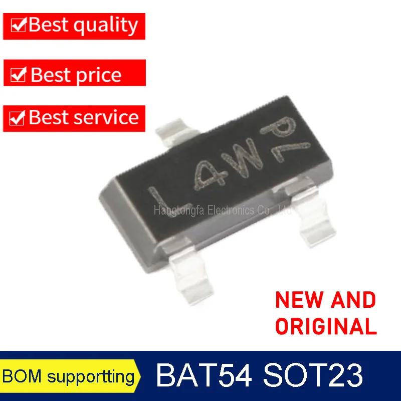 50PCS  BAT54 BAT54A BAT54C S PMBT3904 3906 2222 2907 BC847 857 Marking L4W WV3 WW1 WV4 A1W T2P SOT23   SMD Triode NEW image 2