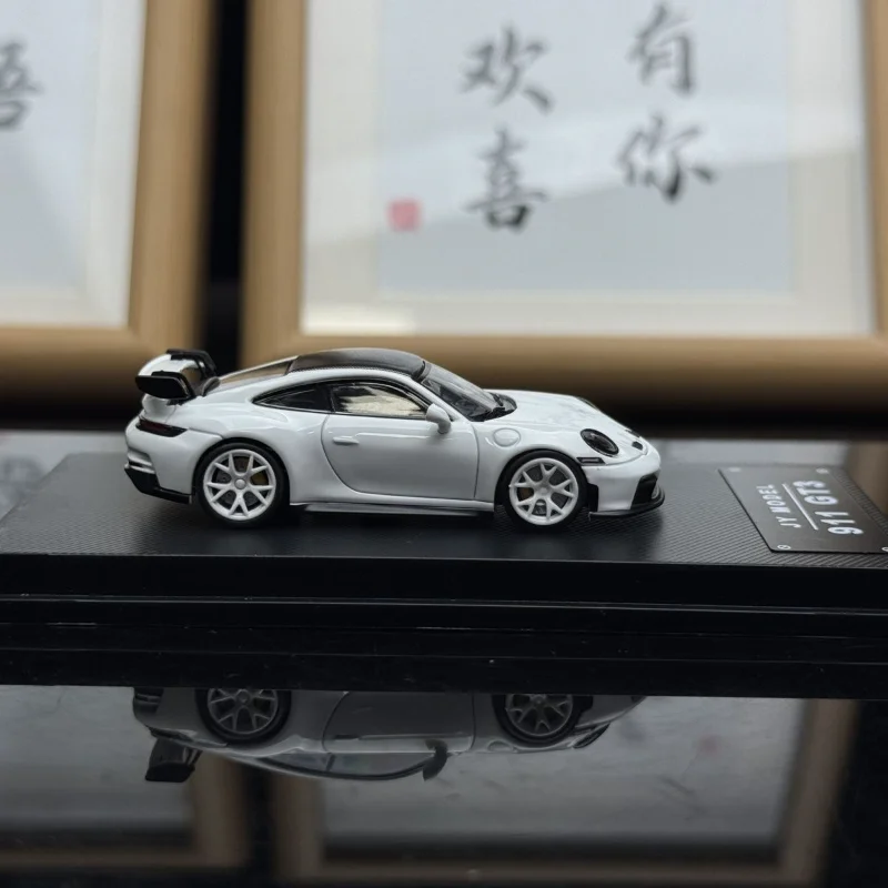 Diecast JY 1:64 Scale Porsche 911 GT3 Luminous Blue-green Alloy Car Model Collectible Toy Gift Souvenir Display Ornament