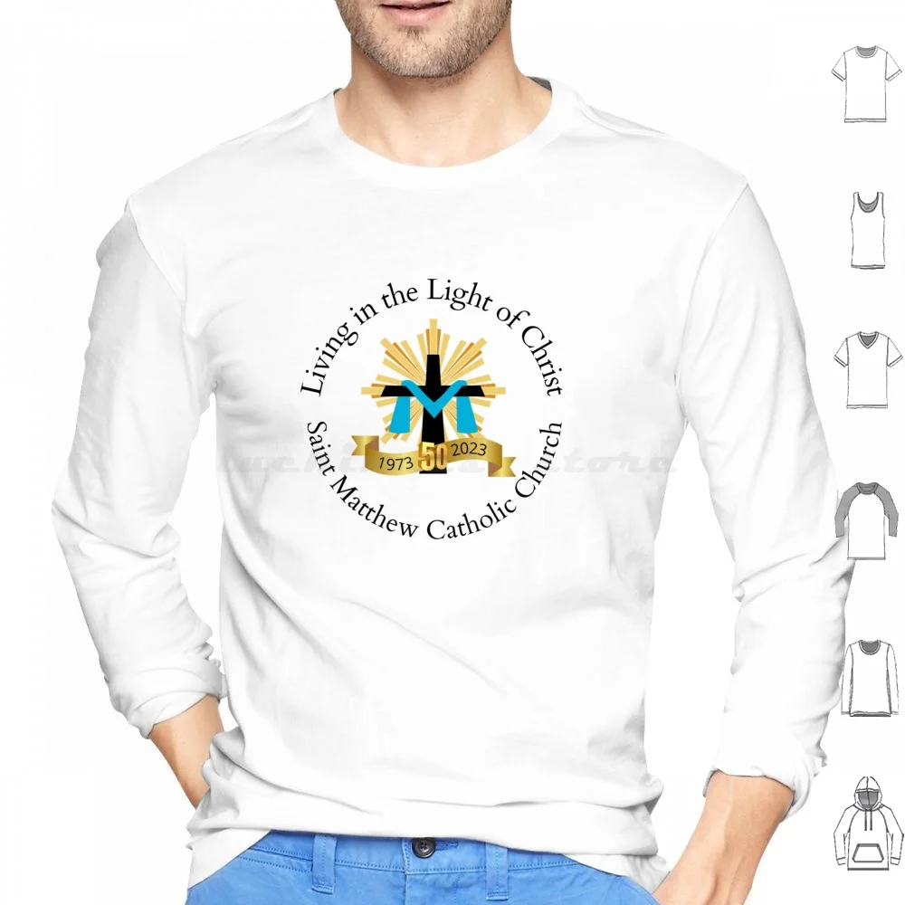 

Smcc 50th Anniversary Logo-Transparent Circular Design Hoodies Long Sleeve Smcc Saint Matthew Catholic Church Winter