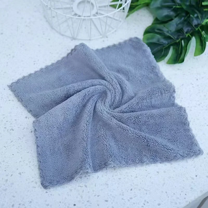 Practical Solid Color Hand Towel Coral Fleece Face Towels Hanging Towel Absorbent Towels Children Hand Towels High Quality