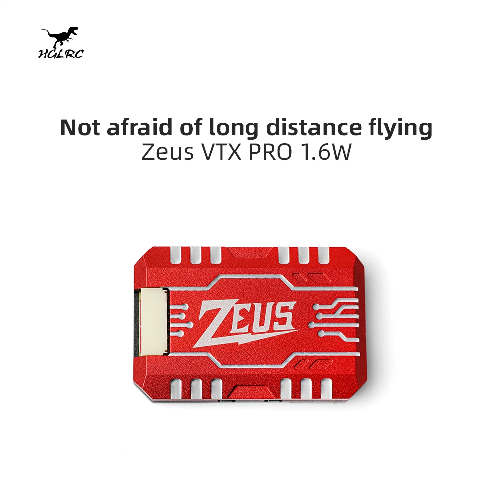 

HGLRC Zeus VTX PRO 1.6W 5.8G 40CH Pitmode 25mW 400mW 800mW 1.6W Adjustable FPV VTX Built-in Microphone 7-36V for FPV Long Range