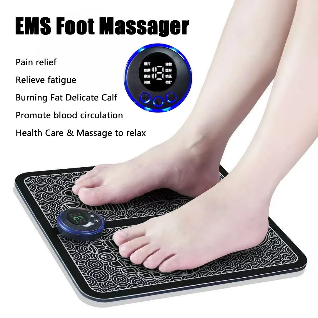 Electric EMS Foot Massager Pad Electrical Muscle Stimulation Foot Massager USB Charging Portable Foldable Massage Mat