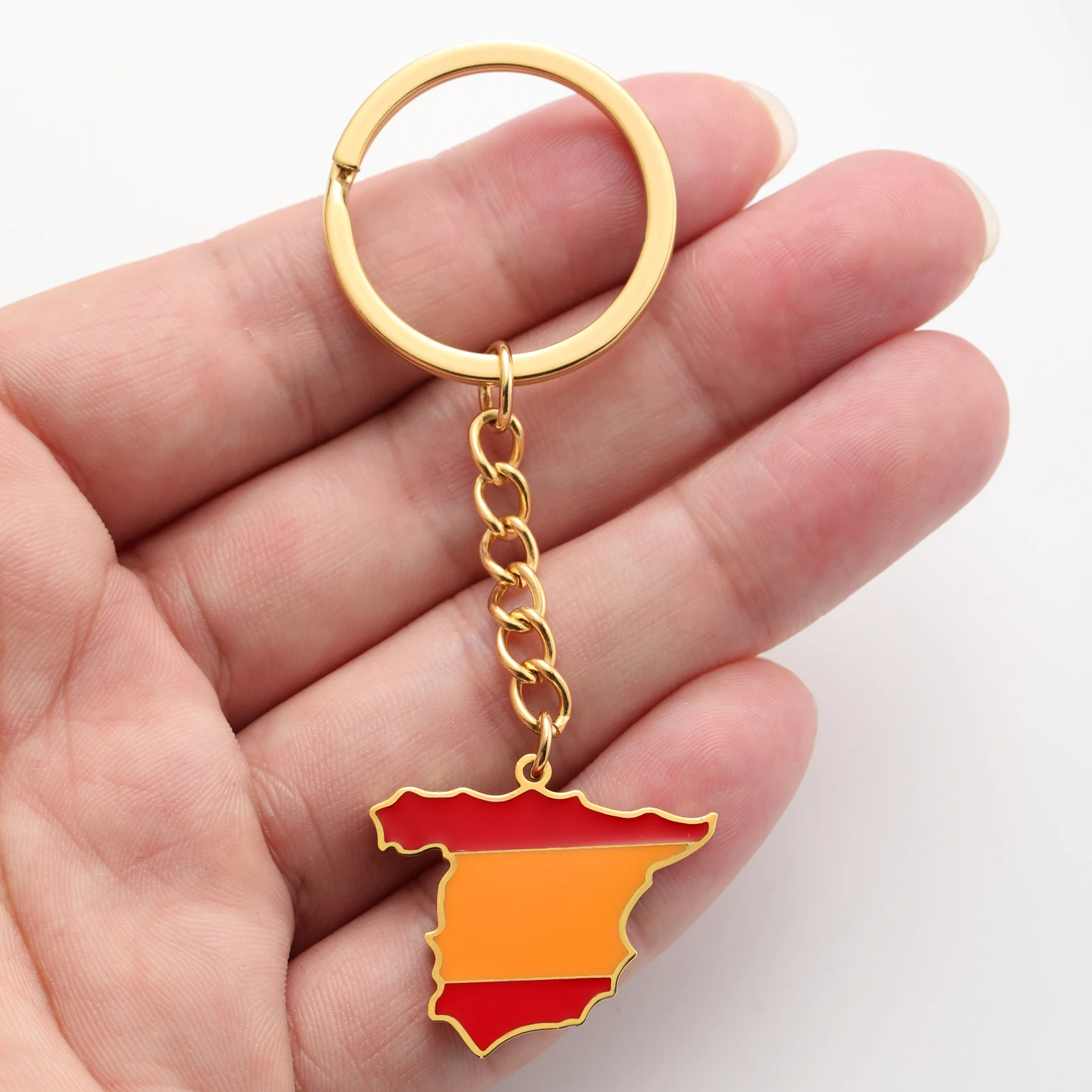 Skyrim Spain National Map Pendant Keychain Stainless Steel National Map Fashion Jewelry Gift 2025 Wholesale