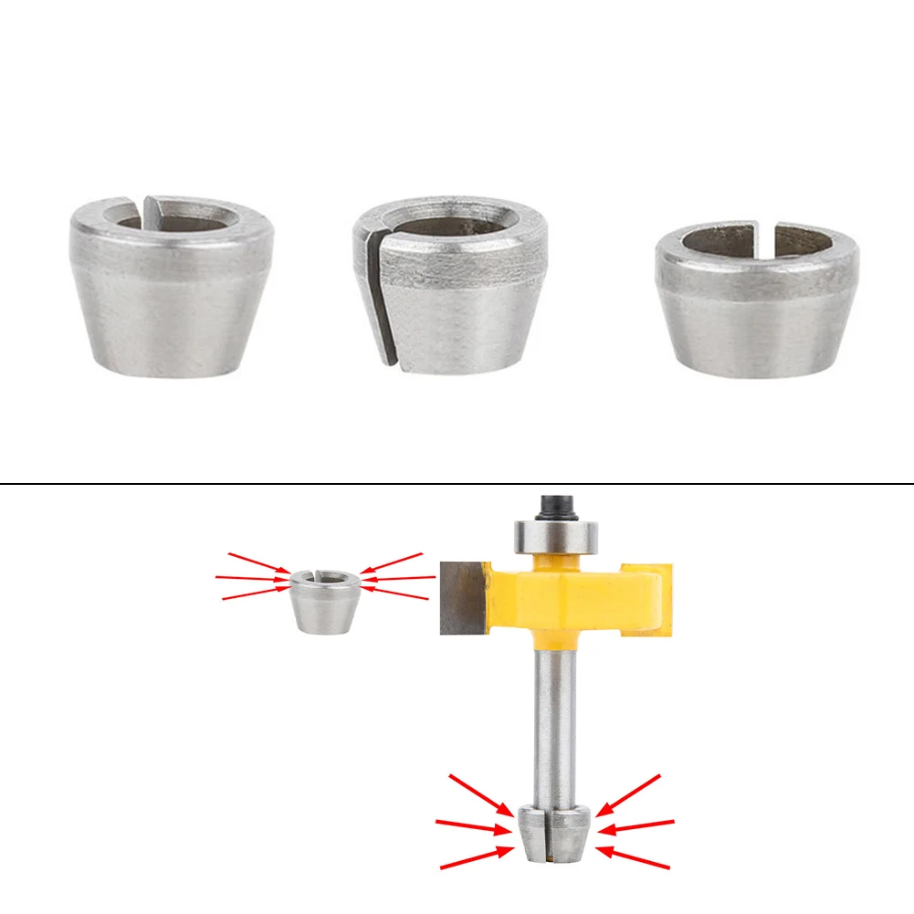 3pcs 6mm 6.35mm 8mm Milling Cutter Collet Adapter Collet Chuck For Engraving Trimming Machine Electric Router