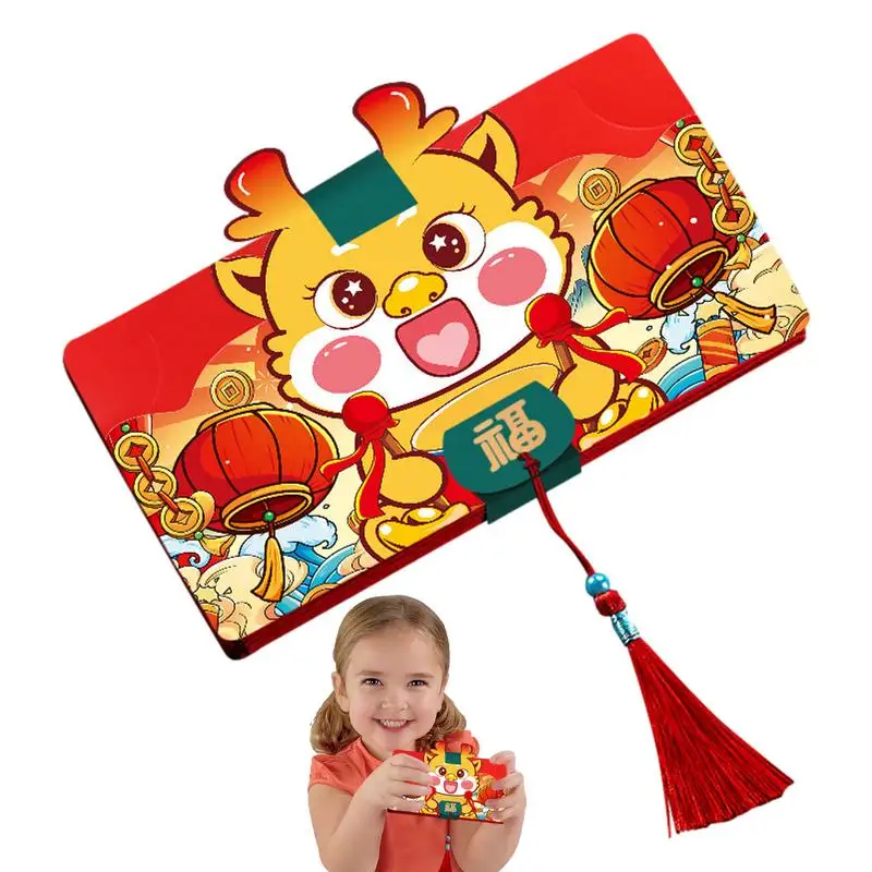 Dobrável dourado dinheiro do ano novo chinês, realocação da sorte, envelope vermelho, bênção tradicional, slot para cartão dobrável, presente do festival