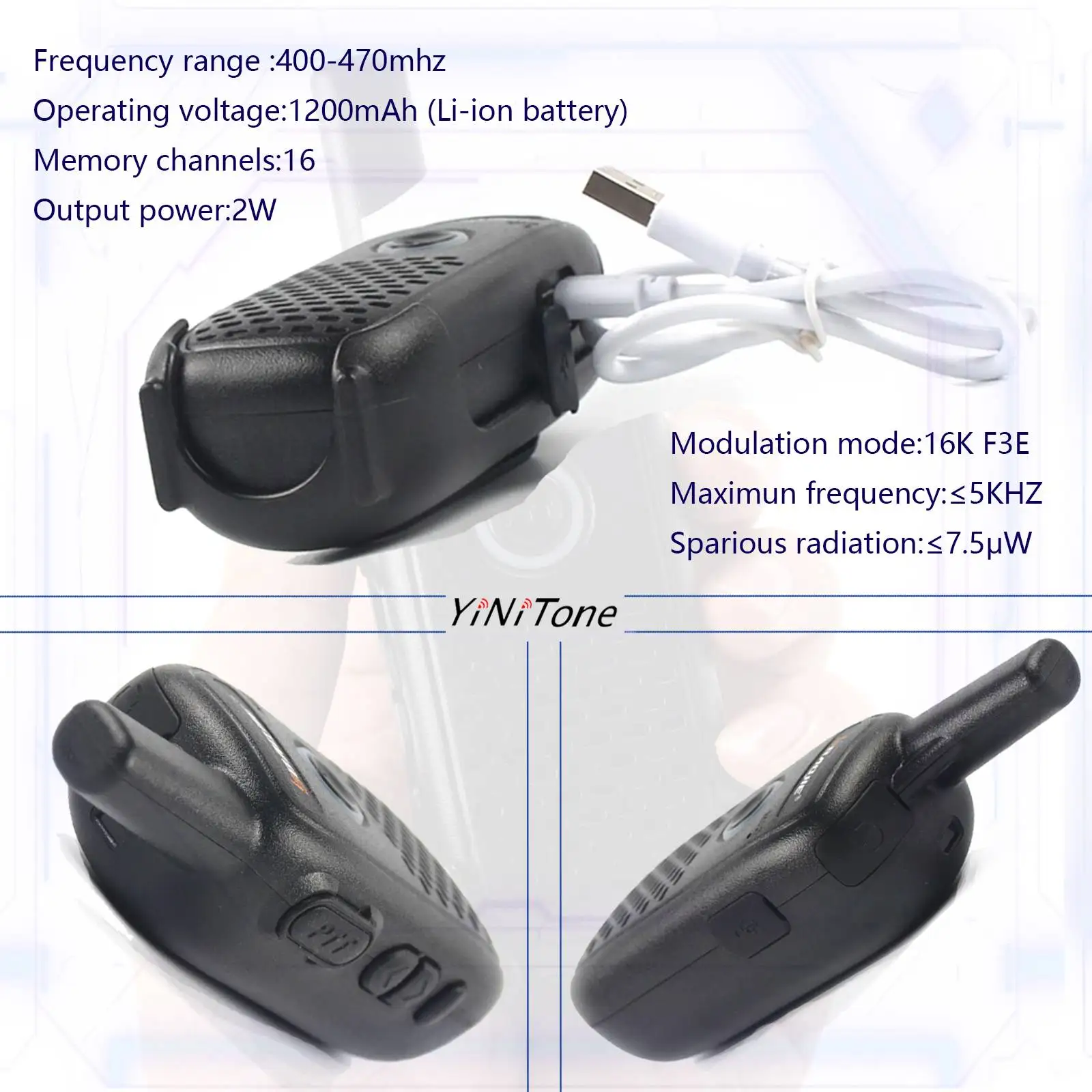 Anti-Drop Durable Restaurant Two Way Radios 2-3km 2W UHF Baojie BJ-Q2 PTT Professional communications Mini Handheld Radio