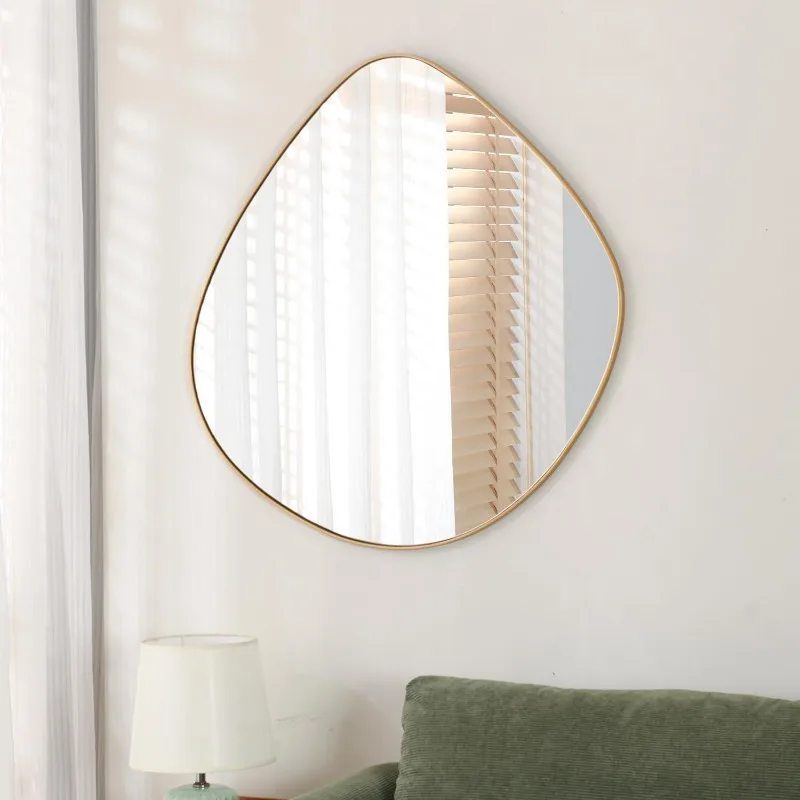 Irregular Wall Mirror Matel Gold Framed Wall Mirror for Living Room Bedroom Bathroom Entryway Wall Decor 23.6