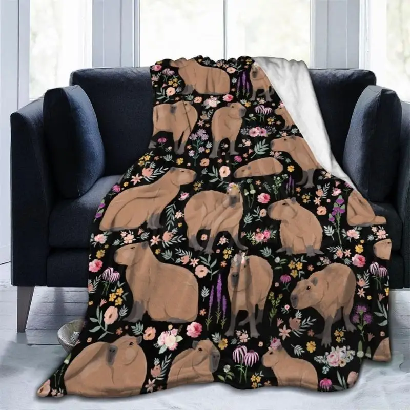 U2JC Capybaras Print Soft Flannel Snooze Blankets for Bed Throw Sofa Cover Bedspread