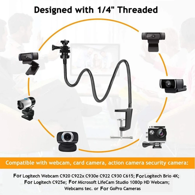 Flexible Desk Jaw Clamp for Webcam C925e C922x C922 C930e C930 Dropship image 4