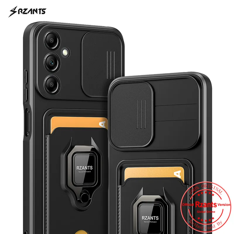 Rzants For Samsung Galaxy A14 A34 A54 5G A24 4G Fashion Case[Bison]Smooth business Push-pull card holder ring armor Case Cover