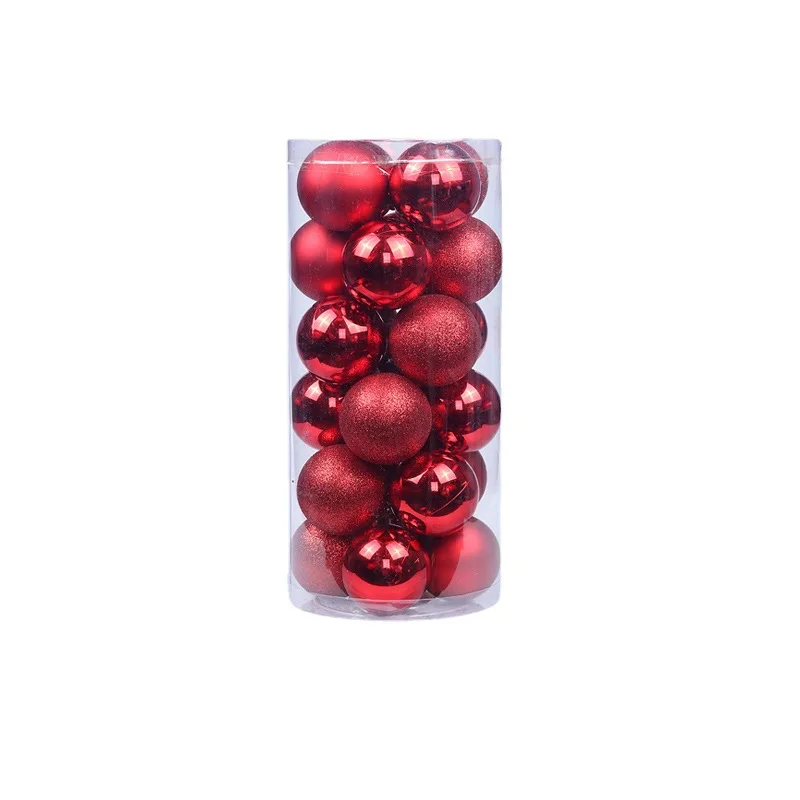 3/4/6/8 cm24 Set di palline di natale palla colorata placcatura in plastica ciondolo albero di natale vacanze di natale decorazioni fai da te